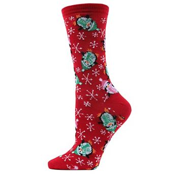 Women's Snowflake Penguins Christmas Crew Socks