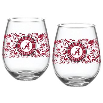Alabama Crimson Tide Two-Pack 15oz. Floral Stemless Glass Set
