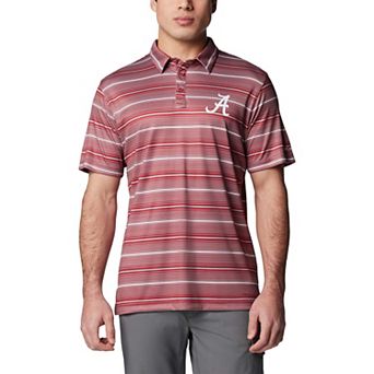 Men's Columbia Crimson Alabama Crimson Tide PFG Super Terminal Tackle�� Omni-Shade�� Stripe Polo