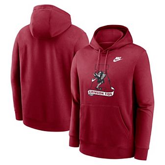Men's Nike Crimson Alabama Crimson Tide Legacy Logo Club Fleece Pullover Hoodie