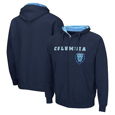 Men s Colosseum Navy Columbia University Arch Logo 3.0 Full Zip Hoodie