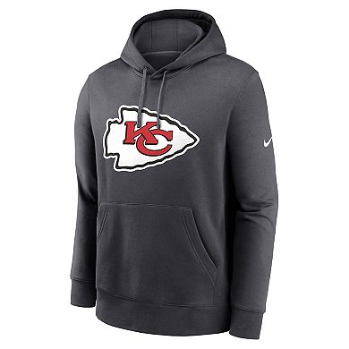 Men's Nike Anthracite Kansas City Chiefs Club Logo Pullover Hoodie