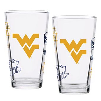 West Virginia Mountaineers Two-Pack 16oz. Campus Line Art Pint Glass Set