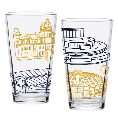 West Virginia Mountaineers Two-Pack 16oz. Campus Line Art Pint Glass Set