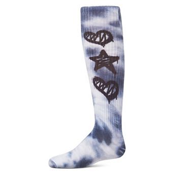 Girls' Tie Dye Graffiti Shapes Knee High Socks