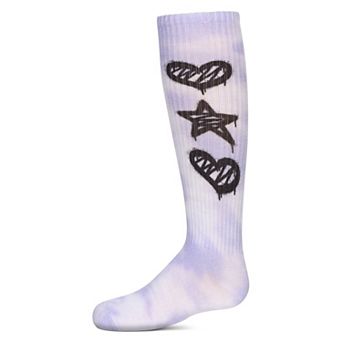 Girls' Tie Dye Graffiti Shapes Knee High Socks