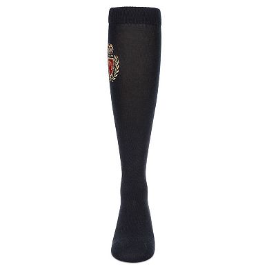 Girls' Embroidered Crest Cotton Knee High Socks
