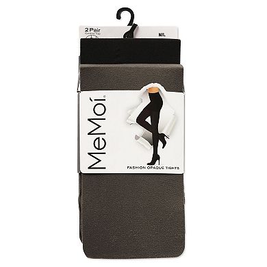 Control Top Solid Microfiber Tights 2 Pack
