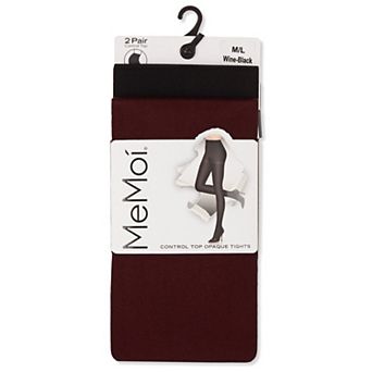 Control Top Solid Microfiber Tights 2 Pack