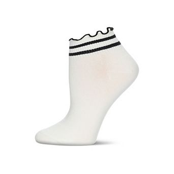 Women's Combed Cotton Ruffle Stripe Low Cut Shortie Socks