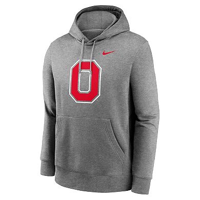 Men's Nike Heather Gray Ohio State Buckeyes Primetime Alternate Logo Club Fleece Pullover Hoodie