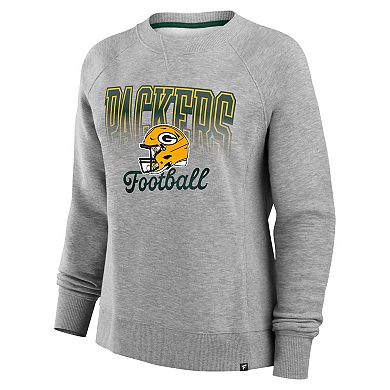Women's Fanatics Heather Gray Green Bay Packers Hit Hard Fleece Pullover Sweatshirt