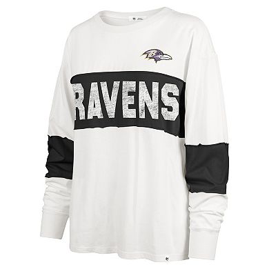 Women's '47 Cream Baltimore Ravens Clubhouse Pride Taylor Long Sleeve T ...