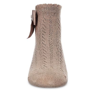 Girls' Knit Openwork Bow Anklet Socks