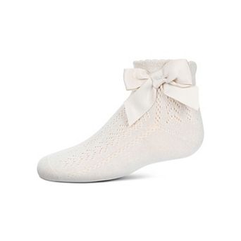 Girls' Knit Openwork Bow Anklet Socks