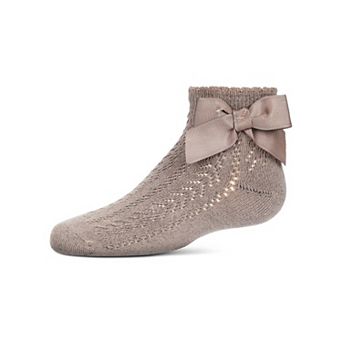 Girls' Knit Openwork Bow Anklet Socks