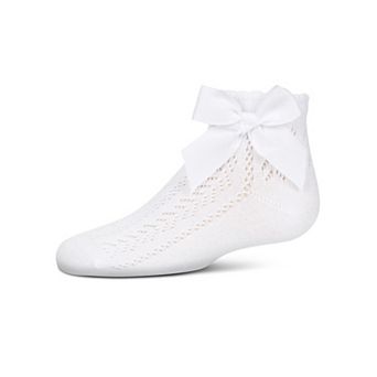 Girls' Knit Openwork Bow Anklet Socks