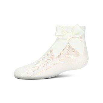 Girls' Knit Openwork Bow Anklet Socks