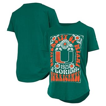 Women's Pressbox Green Miami Hurricanes Irvine Floral Team Color��T-Shirt