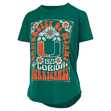 Women's Pressbox Green Miami Hurricanes Irvine Floral Team Color T-Shirt