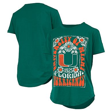 Women's Pressbox Green Miami Hurricanes Irvine Floral Team Color T-Shirt
