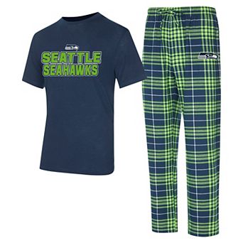 Men's Concepts Sport College Navy/ Seattle Seahawks Vector T-Shirt & Flannel Pants Sleep Set