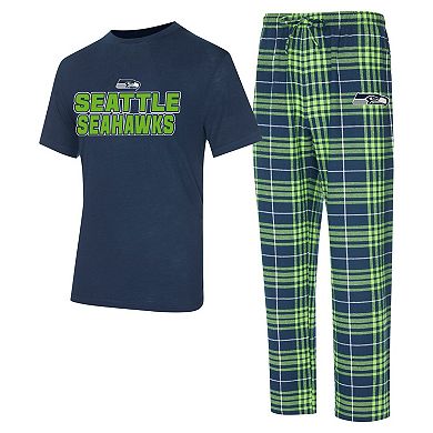 Men's Concepts Sport College Navy/ Seattle Seahawks Vector T-Shirt & Flannel Pants Sleep Set