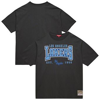 Women's Mitchell & Ness Gray Los Angeles Lakers Hardwood Classics Oversized Boyfriend T-Shirt