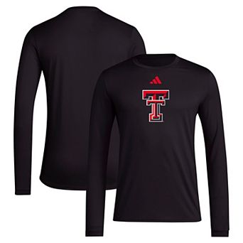 Men's adidas Black Texas Tech Red Raiders Primary Locker Logo AEROREADY Long Sleeve T-Shirt