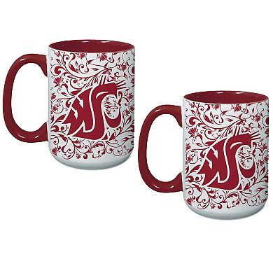 Washington State Cougars Two-Pack Floral Mug Set