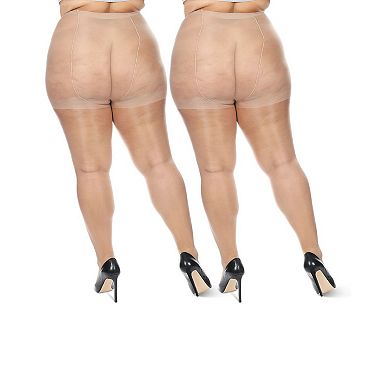 Women's 2 Pack Plus Size Satin Sheer Nylon Pantyhose