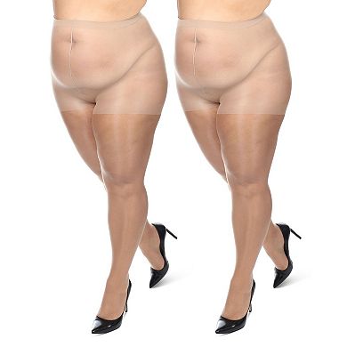 Women's 2 Pack Plus Size Satin Sheer Nylon Pantyhose