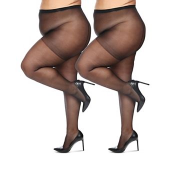 Women's 2 Pack Plus Size Satin Sheer Nylon Pantyhose