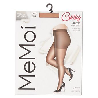 Women's 2 Pack Plus Size Satin Sheer Nylon Pantyhose