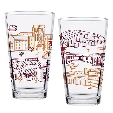 Virginia Tech Hokies Two-Pack 16oz. Campus Line Art Pint Glass Set