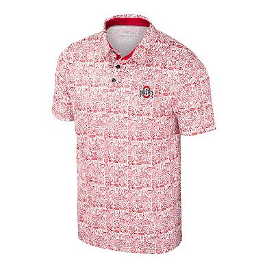 Men's Colosseum Scarlet/White Ohio State Buckeyes Big & Tall Allover Polo