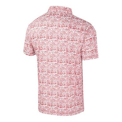 Men's Colosseum Scarlet/White Ohio State Buckeyes Big & Tall Allover Polo