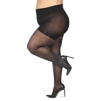 Women's Curvy Sparkle Sheer Nylon Control Top Tights