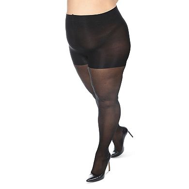 Women's Curvy Sparkle Sheer Nylon Control Top Tights