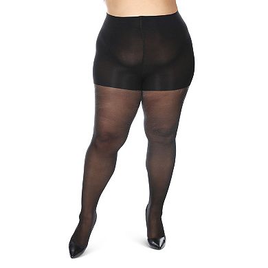 Women's Curvy Sparkle Sheer Nylon Control Top Tights