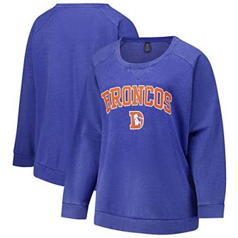 Women's Fanatics Royal Denver Broncos Acid Wash Raglan Pullover Sweatshirt