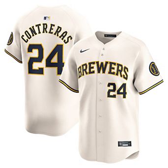 Men's Nike William Contreras Cream Milwaukee Brewers Home Limited Player Jersey