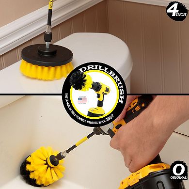 Bathroom Power Scrubbing Brush Kit With Extension - Shower Cleaner - Toilet Brush - Grout Cleaner