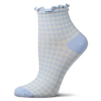 Women's Gingham Cotton Blend Ruffle Cuff Anklet Socks