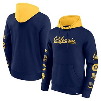 Men's Fanatics Navy/Gold Cal Bears Color Block Badge Fleece Pullover Hoodie