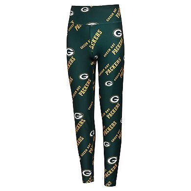 Women's Concepts Sport Green Green Bay Packers Breakthrough Allover Print Knit Leggings