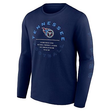 Men's Fanatics Navy Tennessee Titans Stat Sheet Long Sleeve T-Shirt