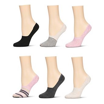 Women's 6 Pair Pack Cat No Show High Cut Liner Socks