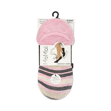 Women's 6 Pair Pack Cat No Show High Cut Liner Socks