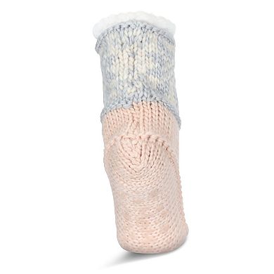 Women's Snowflake Border Recycled Knit Sherpa Lined Lounge Socks